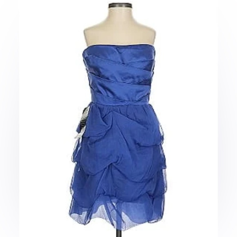 Bebe Silk & Satin Strapless Bubble Dress
